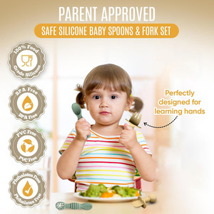 Ensemble de couverts en silicone sans BPA pour la première étape de l'autonomie alimentaire du bébé, cuillère d'apprentissage pour tout-petits - Product Image 2