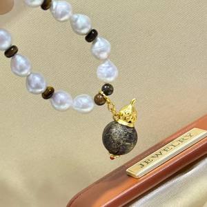 Brazalete de Cuerpo Completo de Plata de Ley con Madera de Agar y Piedra de Ojo de Tigre, Joyería de Agua Dulce para Regalos - Product Image 3