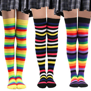 Medias Altas Coloridas al por Mayor para Mujer, Calcetines a Rayas para Ocio, Fiestas, Adolescentes, Estudiantes, Anime, Cosplay, Baile - Product Image 3