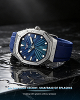 Montres à quartz pour hommes transfrontalières avec cadran à aiguilles lumineuses en verre minéral, bracelet en silicone résistant à l'eau, fabricant direct