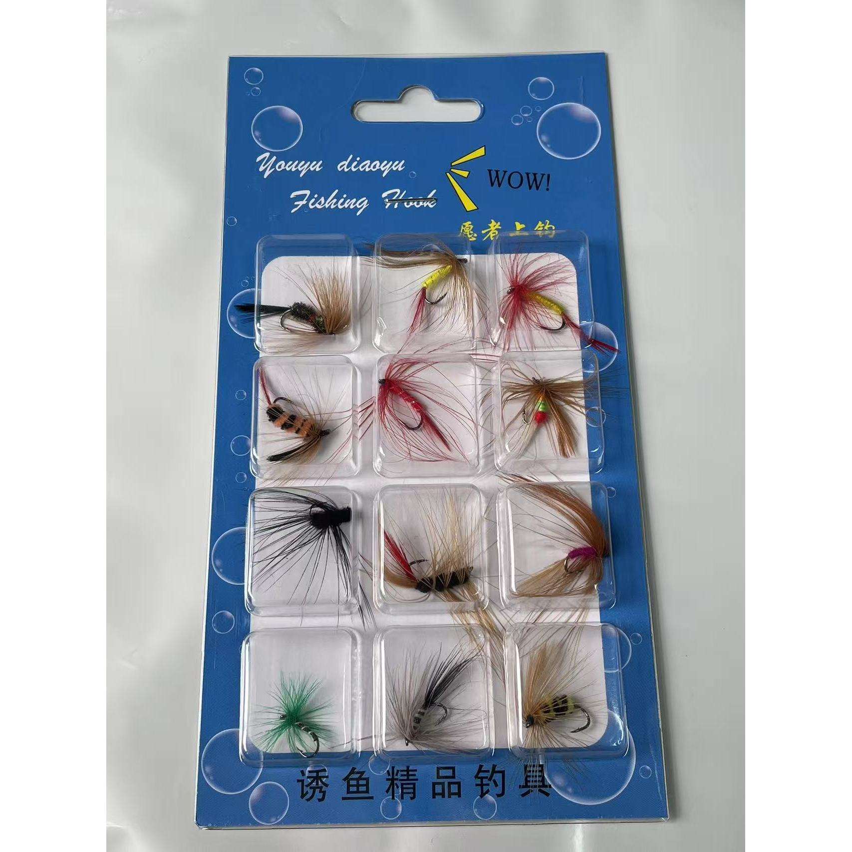 12 tarjetas de anzuelos para moscas