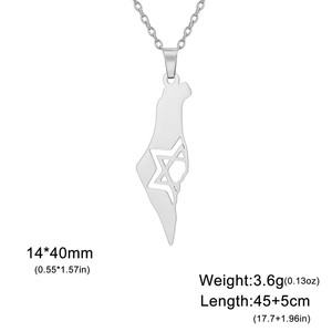Collar de <span class=keywords><strong>mapa</strong></span> de <span class=keywords><strong>Israel</strong></span>, nuevo diseño, collar con colgante impermeable de estrella de David esmaltado, collar impermeable de alto pulido - Product Image 5