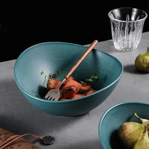不规则色釉复古高温酒店餐厅家用陶瓷瓷碗陶瓷沙拉水果碗