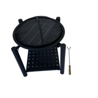Brasero extérieur de luxe en acier thermolaqué de 25 pouces avec grille de barbecue pour camping et fêtes
