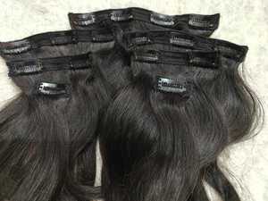 Vaste sélection de 100% extensions de cheveux humains vierges européens Remy à clip dans les extensions de cheveux clips de trame machine de haute qualité - Product Image 5