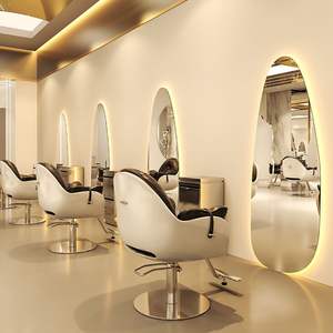 <strong>New</strong> Model Single Sided Wall Mounted <strong>Beauty</strong> Hair Mirror for Hair <strong>Salons</strong> with Lights and Fashionable Coloring and Perming Mirror - Product Image 2