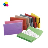 Cartera de Documentos Expandible de Papel Ecológico Rígido Amarillo de Buena Calidad con Tres Colores de Piedra, Personalizable, con Solapa de Media Profundidad