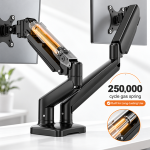 <b>Dual</b> <b>Monitor</b> Arm Gas Spring Desk <b>Mount</b> Adjustable Height Swivel VESA Bracket with Clamp Grommet Base for 13 to 32 Inch - Product Image 4