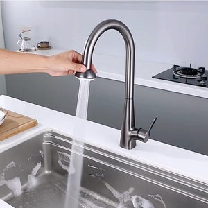 304 thép không gỉ nóng và lạnh Vòi bếp súng màu Xám xoay tối giản Pull-out bồn rửa nhà bếp Vòi <span class=keywords><strong>tap</strong></span> - Product Image 3