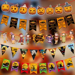 Decorazioni di Halloween tirare bandiere Ghost Festival bar decorazione per feste oggetti di scena teschio di zucca bandiere appese