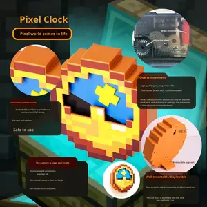 Reloj <span class=keywords><strong>de</strong></span> Juguete Pixel <span class=keywords><strong>de</strong></span> Tecnología Negra <span class=keywords><strong>de</strong></span> <span class=keywords><strong>Minecraft</strong></span>, Adorno, Periférico <span class=keywords><strong>de</strong></span> <span class=keywords><strong>Juego</strong></span>, Decoración <span class=keywords><strong>de</strong></span> Habitación, Anime Reality Album, Funciona con Pilas, Coreano - Product Image 3