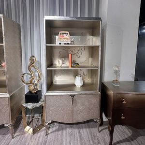 Luxury Custom <strong>French</strong> Art Solid Wood Display Cabinet Handmade Gold Foil Wine Storage <strong>Shelves</strong> for Mansion for Living Room Use - Product Image 1