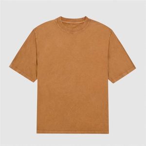 Design Top Quality Cropped Raw Cut Drop Shoulder Custom DTG Print Heavyweight Cotton Thick Collar Boxy Fit Men T Shirt - Product Image 1