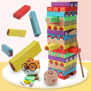 Juego de bloques de construcción de torre de madera Jumbo de colores OEM al por mayor juego de dominó juego de torre de juguete clásico de madera - Product Image 4