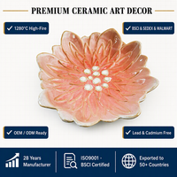 Petite coupelle à bagues vintage en céramique, en forme de lotus, technique d'émail coloré, motif personnalisable, support à gâteau, pour camping et coiffure