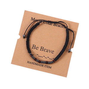Pulsera <span class=keywords><strong>de</strong></span> Cuerda Negra con Cuentas Ajustables y Código Morse Personalizado con la Frase 'Fe, Esperanza, <span class=keywords><strong>Te</strong></span> <span class=keywords><strong>Amo</strong></span>, Familia, Soy Suficiente' <span class=keywords><strong>para</strong></span> Mujeres y Hombres - Product Image 4