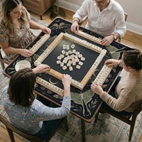 31.5 inç Koyu Akademi Ay ve Güve Mahjong Matı, Büyülü Çiçekli Göksel Tasarımlı Mahjong Masa Örtüsü (Poker ve Domino için)
