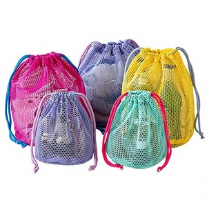 Bolsas de Compras Promocionales de Malla de Nailon con Cordón, Reutilizables, Portátiles, de Moda para Todas las Estaciones, Marca SH, en Varios Colores 1 - Product Image 1