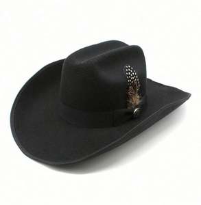 Sombrero Vaquero al por Mayor, Sombreros de Vaquero con Plumas Baratos para Hombre, Adulto, Viajes al Aire Libre, Casual, Cuatro Estaciones, Unisex - Product Image 3