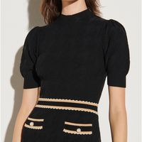 Fabricant de vêtements sur mesure, produits tendance, nouveautés, robe pull en tricot noir uni pour femmes, été