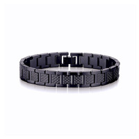Bracelet magnétique en acier inoxydable noir 316L, bracelet en acier inoxydable avec émail vert et peau de crocodile