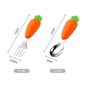Utensilios de acero inoxidable 304 de dibujos animados para niños pequeños, cucharas de entrenamiento de alimentación, tenedores, cubiertos para niños, juegos de cubiertos para niños - Product Image 5