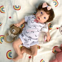 Trinkende & nassanfähige, realistische Silikon-Reborn-Babypuppe, 18 Zoll, mit offenem Augenbereich, LouLou Reborn-Puppe mit anpassbarem, eingewurzeltem Haar
