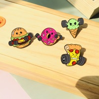 Broches de sport de dessin animé, badges mignons en forme de beignets, pizzas, glaces, hamburgers, épingles à revers en émail doux utilisées pour la promotion de la salle de sport