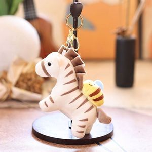 Cartoon Mini Peluches <b>Toy</b> Shark Bee Horse Bag Charm Pendant Keyring Cute <b>Stuffed</b> Animal Doll Zebra <b>Soft</b> Fluffy Plush Keychain - Product Image 1