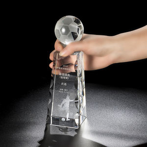Kleine Brücke Hochwertiger Großhandel Kundenspezifischer Fußball-Kristall-Pokal-Design Sport Fußball Medaille Plakette Geschenk - Product Image 3