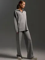 Ensemble Hiver 2 Pièces Blubelle pour Femme – Pull Doux Col Roulé et Pantalon Large Tricoté Épais, Style Décontracté et Solide