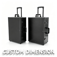 Valise trolley en aluminium noir personnalisée avec roulettes, poignée télescopique et EVA découpé, valise en aluminium à roulettes avec couvercle alvéolé
