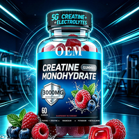 Gummies de créatine monohydrate végétaliennes sans sucre, directement de l'usine, pour l'énergie pré-entraînement, la force musculaire et le soutien musculaire