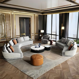 Lawson Housse de canapé <span class=keywords><strong>ronde</strong></span> incurvée moderne pour salon Ensemble de canapé d'angle multi-combinaison de forme spéciale en tissu et cuir - Product Image 1