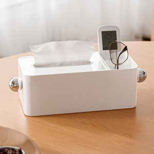 Multifunctional Tissue Box Plastic Desktop Storage With Compartment For Living Room Coffee Table Use - Product Image 1