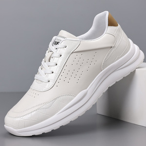 Baskets plateforme pour hommes, bout rond, empeigne en maille respirante, semelle extérieure en caoutchouc, à lacets, pour la marche, hauteur de talon moyenne 3cm-5cm, couleur unie - Product Image 5