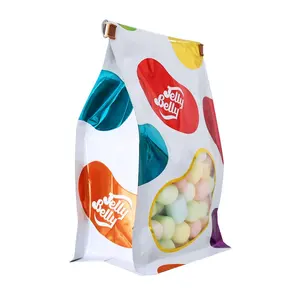 Custom Flat Bottom Soft Sweets Gummies Jelly Beans Candy Packaging Pouches Bags