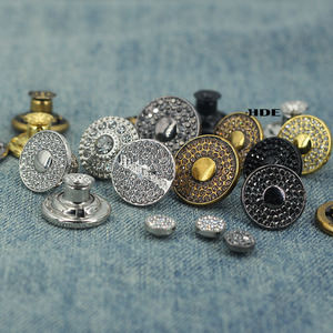 <span class=keywords><strong>Boutons</strong></span> en métal de luxe exquis avec diamants, <span class=keywords><strong>boutons</strong></span> à tige cloutés de strass haut de gamme pour veste en tweed, accessoires vestimentaires en denim - Product Image 1