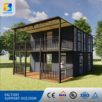 Maison préfabriquée modulaire pliable extensible de luxe moderne à 2 étages avec terrasse et salle de bain pour villa, bureau, résidence