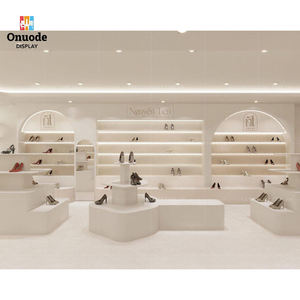 Fashion Women <b>Shoe</b> Display <b>Rack</b> | Modern <b>Wall</b>-Mounted <b>Shoe</b> Cabinet Ladies Footwear Island Stand Eco-Friendly Heavy Duty Custom - Product Image 5