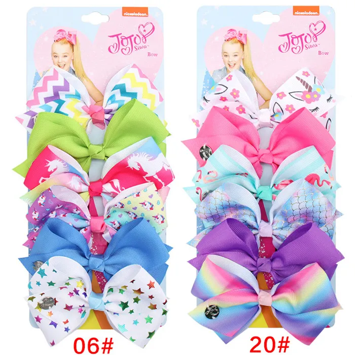 Conjunto de 6 piezas de lazos de Jojo Siwa, pinza para el pelo, lazo de cinta para niña pequeña, accesorios para el cabello