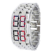Jam Tangan Elektronik Anak Terlaris Smart Alloy Lava Stainless Steel Band LED Blue Light Chronograph Night Light