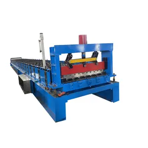 Thép Kim Loại Studded Tile Board Làm Máy Móc Canton Fair Cnc Tầng Deck Roll Forming Machine