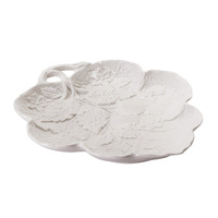 Assiette en céramique à motifs de feuilles et de fruits en relief, plat de service sculpté blanc pour desserts, apéritifs, décoration intérieure et cadeaux