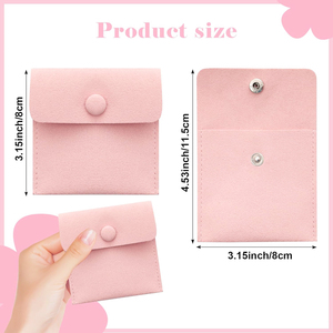 Small Suede Microfiber Jewelry Pouch Bags with Snap Custom Luxury Velvet Jewelry <b>Gift</b> Bag with Cleaning Cloth for Small Business - Product Image 3