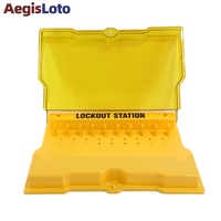 Station de verrouillage murale jaune - Panneau de sécurité LOTO tout-en-un avec couvercle transparent et conception verrouillable