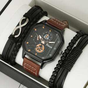 Square <strong>Watches</strong> for Men Brown Black Leather Bracelets <strong>Set</strong> for Men 4 Pcs Wrist <strong>Watch</strong> Bracelet <strong>Set</strong> Fashion Business Wrist <strong>Watches</strong> - Product Image 3