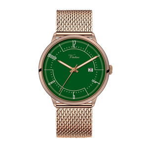Montre pour homme en cuir de couleur différente avec logo personnalisé avec vous Montres à calendrier de style simple à la mode Usine Virtue - Product Image 6