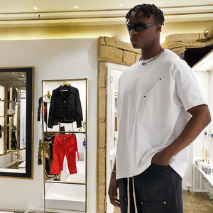 High Quality Men's 100% Cotton Knitted Crop Oversized Heavyweight 300GSM Boxy Fit Blank Custom Logo Letter Breathable Streetwear - Product Image 3