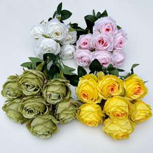 Di alta qualità 7 teste fiore bianco cespuglio rosa Bouquet fiori artificiali per la vendita - Product Image 2